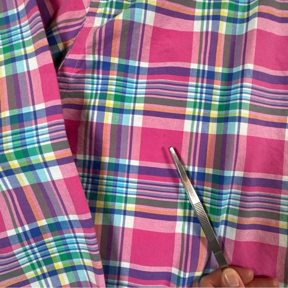 Ralph Lauren Mens 2XLT Blue Pink Green Plaid Oxford Shirt Pony Logo Long Sleeve - Picture 10 of 10